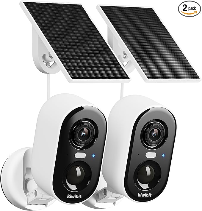 Kiwibit Solar Security Cameras Wireless Outdoor, 2K Magnetic Installation Battery Powered Camera with Smart AI PIR Motion Detection, Color Night Vision, Waterproof for Indoor & Outdoor