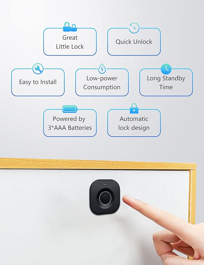 Bluetooth Fingerprint Cabinet Lock, Smart Biometric, Keyless Hidden, Child Safety Electric Lock
