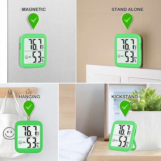 Antonki 2 Pack Room Thermometer for Home, Hygrometer Indoor Humidity Meter Gauge, Digital Temperature and Humidity Monitor Sensor for House, Terrarium, Incubator, Greenhouse - Battery Included