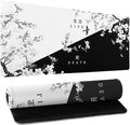 Black and White Cherry Blossom Gaming Mouse Pad XL，Large Mouse Pad Japanese Sakura Death Life Mouse Mat Desk Pad, Extended Stitched Non-Slip Rubber Edges Mousepad 31.5 X 11.8 Inch