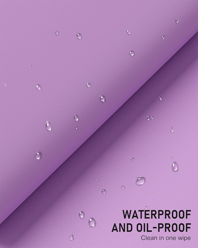 Desk Pad, 23.6" x 13.8" PU Leather Non-Slip Desk Mat Large Mouse Pad for Desktop, Waterproof Laptop Computer Writing Mat for Office, Home, Work, Gaming, Purple