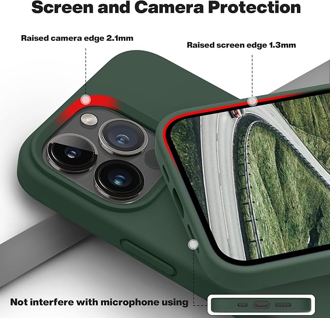 OTOFLY Designed for iPhone 13 Pro Max Case, Silicone Shockproof Slim Thin Phone Case for iPhone 13 Pro Max 6.7 inch (Forest Green)