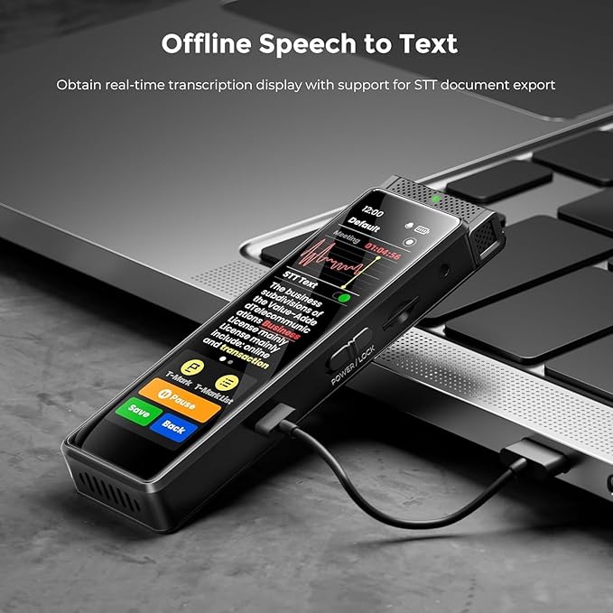 8GB Digital Voice Recorder with Playback, Innioasis R1 Full Touchscreen Voice Recorder with Bluetooth, Voice Activated Sound Audio Recorder Device with Mic Black