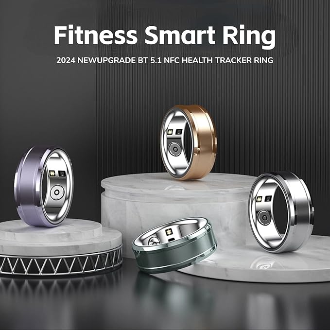Yoidesu Fitness Smart Ring, 2024 Upgrade BT 5.1 NFC Sleep Body Monitoring Health Ring with APP, IP68 Waterproof, Smart Pedometer, Phone Camera Remote Control, Size 18