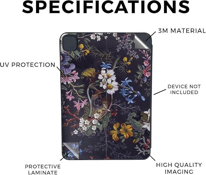 Skin Compatible with Apple Smart Folio for iPad Pro 11-inch (M4/M5) 2025 - Midnight Blossom - Premium 3M Vinyl Protective Wrap Decal Cover | Crafted in The USA by MightySkins