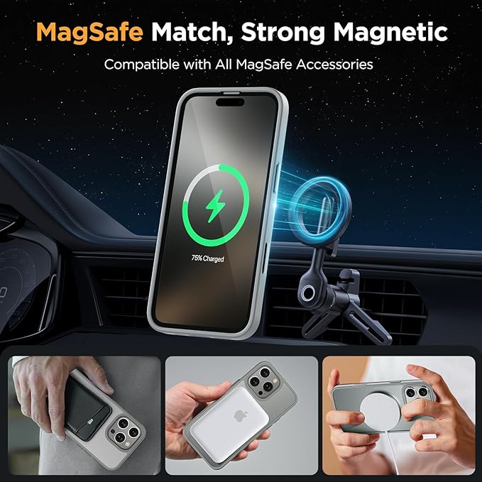 Miracase Magnetic Series for iPhone 16 Pro Max Case [Compatible with MagSafe] [with 2X Screen Protectors] Military-Grade Protection, Anti-Fingerprint, Slim Phone Case for 16 Pro Max 6.9 inch - Gray