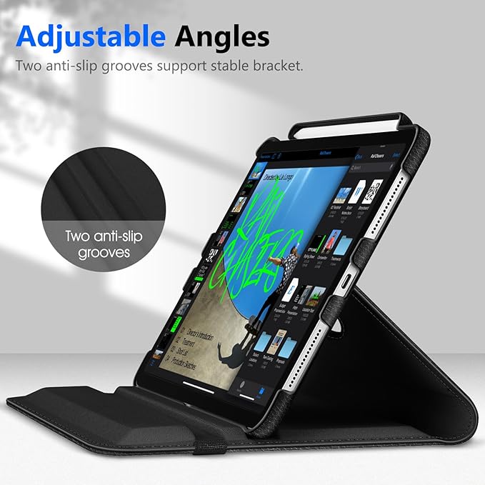 Fintie Rotating Case for iPad Pro 11-inch (4th / 3rd Generation) 2022/2021-360 Degree Swiveling Stand Cover w/Pencil Holder, Auto Sleep/Wake, Also Fit iPad Pro 11" 2nd/1st Gen, Black