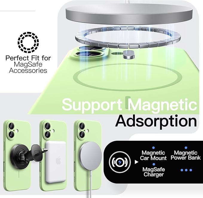 JETech Magnetic Slim Case for iPhone 17 6.3-Inch, Compatible with MagSafe, Ultra-Thin Lightweight Minimalist Phone Cover with Matte Finish and Full Camera Lens Protection (Sage)