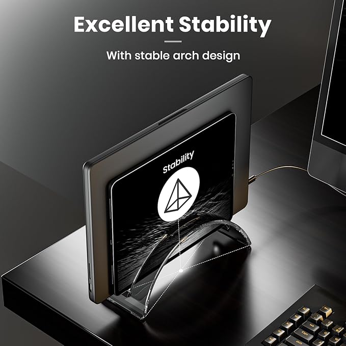Yikola Vertical Laptop Stand for Desk, Vertical Laptop Hoder Space-Saving Organizer for All MacBook, Laptop Stand Acrylic Invisible Desktop Notebook Dock-Black…