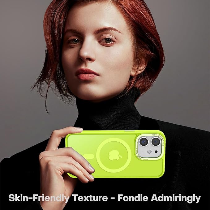 Newfuture Designed for iPhone 11 Case with Strong Magnetic [13 FT Military Drop Protection] [Compatible with Magsafe] Translucent Matte Shockproof with Anti-Fingerprint Phone Case, Fluorescent Green