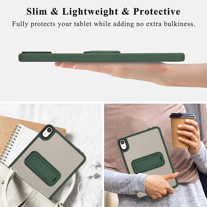 Shockproof Case for iPad mini 7th/6th Generation (2024/2021 8.3-inch), Kickstand Slim Fit Rugged Bumper Lightweight Anti-Scratch Bumper Case Cover for Women Men, Green