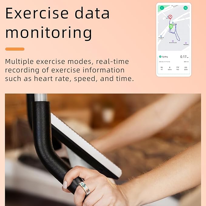 Yihou Smart Ring for Women Health Ring Fitness Ring with Enamel Fitness Tracker with Heart Rate Monitoring Sleep Monitor Distance Pedometer Calorie No Subscription Fee for Android iOS 7#