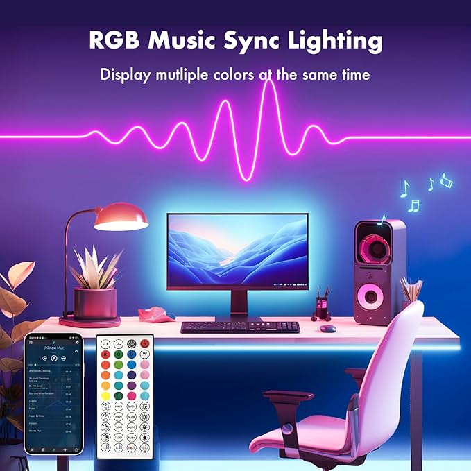 LED neon Lights,50FT RGB Neon Rope Lights,with Remote Control/APP Control,Music Sync,Timer Function,IP67 Waterproof Flexible Neon Strip Lights,for Bedroom Gaming Outdoors Decor