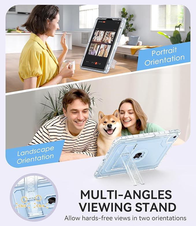 ZoneFoker Case for iPad Air 5th/ 4th Generation Case (2022/2020) 10.9'', for iPad Pro 11 Inch (4th/3rd/2nd/1st Gen), Hard Sturdy Slim Cover for iPad Air 5 4 th with Pencil Holder/Stand, Clear