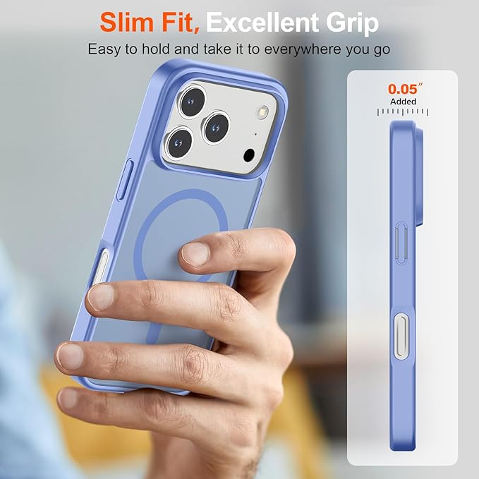 SUPFINE Magnetic for iPhone 17 Pro Case (Compatible with MagSafe)(Military Grade Drop Protection) Translucent Matte Shockproof with Anti-Fingerprint Phone Cover,Blue Purple