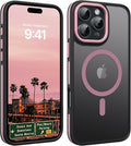 YINLAI Case for iPhone 16 Pro 6.3-Inch, iPhone 16 Pro Phone Case Magnetic [Compatible with Magsafe] Slim Translucent Matte Men Women Girls Shockproof Protective Back Cover, Black/Pink