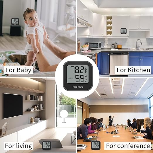 Digital Hygrometer Thermometer for Room Temperature Humidity Meter Indoor Thermometer Accuracy Calibration LCD Temperature Sensor, Bedroom, Baby Room, Office, Greenhouse, Cellar