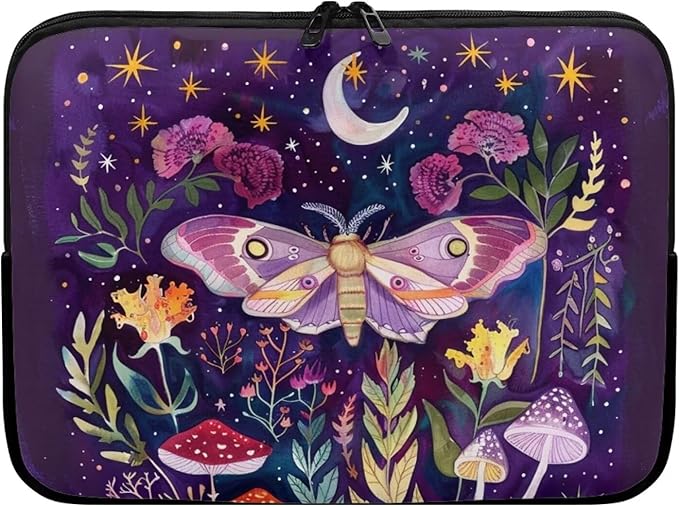 Butterfly Mushroom Laptop Protective Sleeve for Women 13 inch Computer Sleeve Bag Cute Portable Lap Top Case Suitable for Travel School Office Neatly Organizers Purple