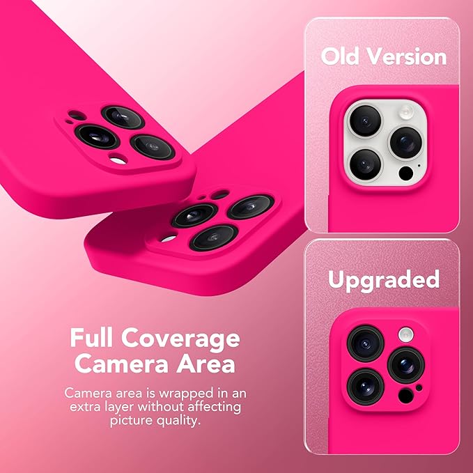 Magnetic for iPhone 14 Pro Case, Compatible with MagSafe, [Full Camera Protection][Screen Protector] Silicone Shockproof Protective Phone Case for iPhone 14 Pro 6.1", Hot Pink