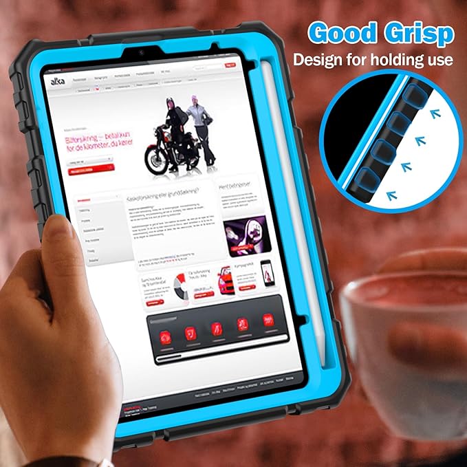 Grifobes Case for iPad mini 7 (A17 Pro) 2024 / Mini 6 2021 8.3 inch, Heavy Duty Shockproof Rugged Cover with Pencil Holder Stand, for I Pad Mini 7th/6th Gen 8.3" Case (Black+Blue)