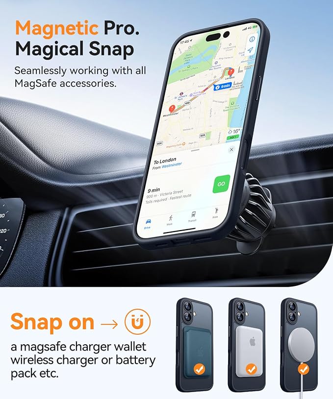 CANSHN Magnetic for iPhone 17 Case, Upgraded [Full Camera Protection] [Compatible with Magsafe] [Translucent Matte] Shockproof Protective Phone Case for iPhone 17 - Black