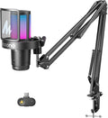 MAONO DGM20W Wireless Gaming Microphone for PC, Condenser USB Mic with Boom Arm for Streaming, Touch Noise Cancellation, Quick Mute,Gain Control,RGB, Computer Condenser Mic for PS5 Twitch Discord