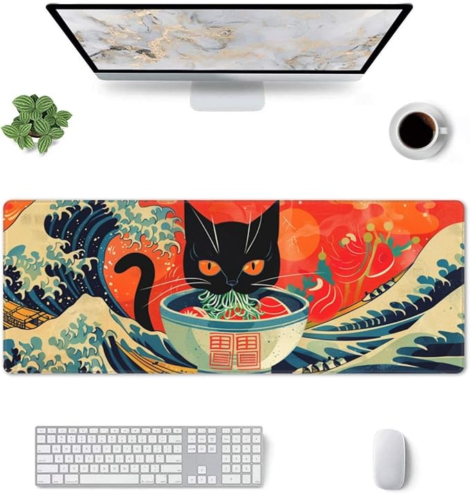 Mouse Pad Gaming - Large Mouse Pad for Desk with Waterproof Surface & Durable Design Desk Mat for Desktop & Office Accessories (Nautical Noodles)