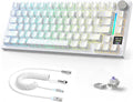 Attack Shark X820Ultra Wireless 75% Mechanical Gaming Keyboard with Screen & Knob Hot Swappable 2.4GHz/BT/Wired RGB Backlit Gasket Mount Side Print PBT Keycap QMK Web Driver Gift Switch-White Contour