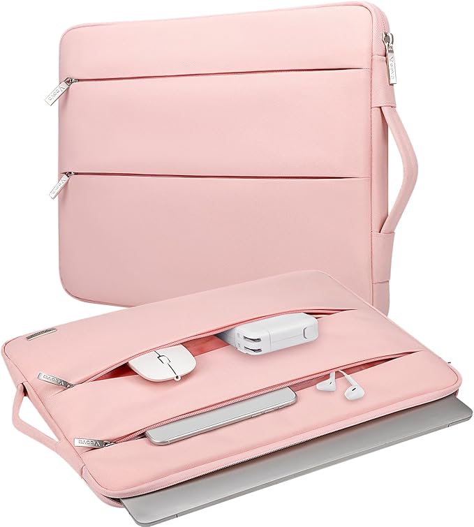 Voova Laptop Sleeve Carrying Case 14 15 Inch Compatible with MacBook Air 15 M2/M3/M4 2022-2025, MacBook Pro 15, Hp Chromebook 14, Waterproof Slim Computer Cover Bag,Sakura Pink