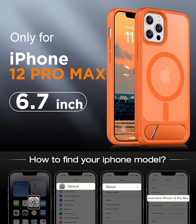 Magnetic Compatible with iPhone 12 Pro Max Case, [Built-in Invisible Kickstand][Compatible with MagSafe][Military Grade Shockproof] Slim Translucent Matte Phone Case for iPhone 12 Pro Max 6.7"