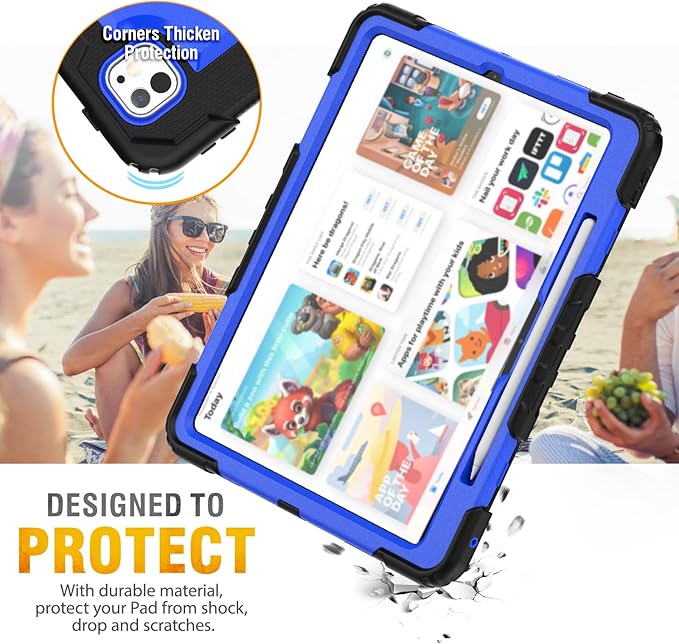 HXCASEAC for iPad Pro 13 Inch Case (M5/M4) 2025/2024, Shockproof Design with Pencil Holder, Protector, Rotating Stand, Hand Strap, Heavy Duty Protective iPad Pro13 Cover A3360 A3361 A2925 A2926, Blue