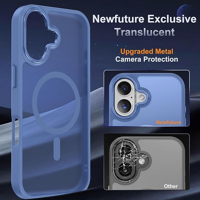 Newfuture Magnetic for iPhone 17 Case [Compatible with Magsafe] [Military Grade Drop Protection] Translucent Matte Anti-Scratch Shockproof Protective Phone Cover 6.3 Inch, Light Blue