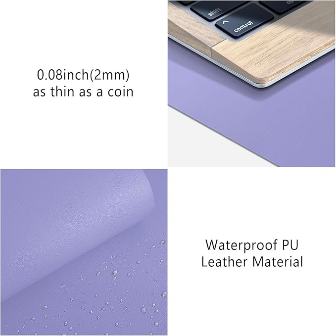 Leather Desk Pad Protector, Mouse Pad, Non-Slip Computer Mat for Desk, PU Leather Office Desk Mat for Home & Office, Waterproof Laptop Desk Blotter for Keyboard and Mouse, Taro Purple (13.7''X23.6'')