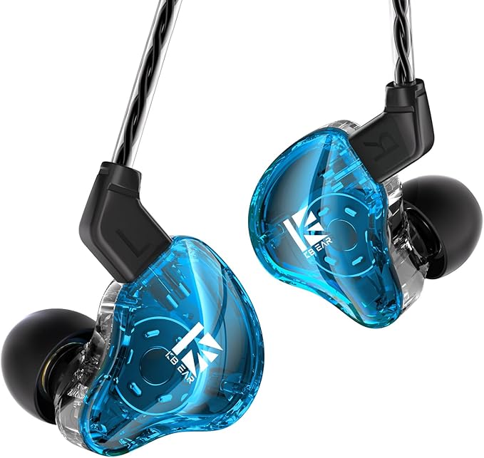YINYOO KBEAR KS1 Earphones in Ear Monitor Headphones Super Bass Wired Earbuds, Crystal Clear Sound IEM Headphones, High Resolution Noise Canceling Ear Monitors Headphone for Singers Musician