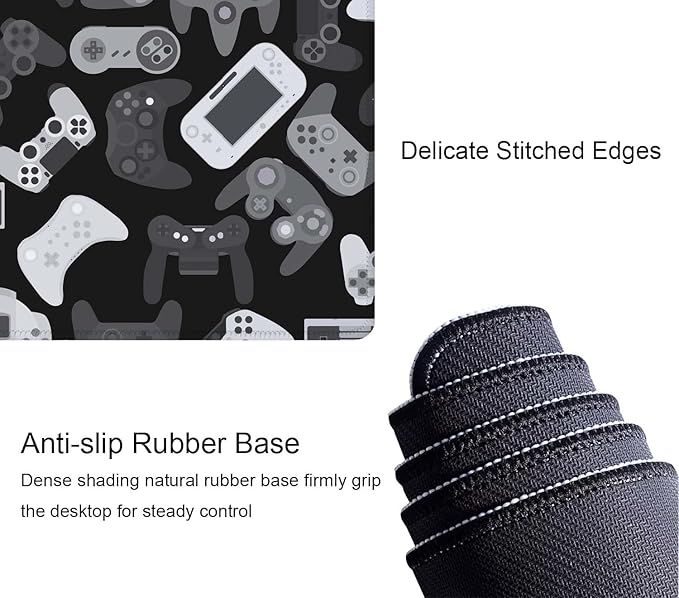 Video Game Controller Pattern Large Gaming Mouse Pad Keyboard Desk Pad Extended Mouse Pad Gaming Office Decor, PC Laptop Mouse Pads Large (31.5x151.8 in) with Stitched Edges Non-Slip Base Mousepad XL