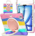 MEEgoodo Case for iPad Air 13 inch 2025 (M3) /2024 (M2) & iPad Pro 12.9 Case 6th/5th/4th/3rd Generation 2022 2021 2020 2018,Tablet Cover with Pencil Holder/Rotating Stand/Shoulder Strap,Colourful Pink | 2025 (M3), 2024 (M2), 2022 2021 2020 2018, Pencil...