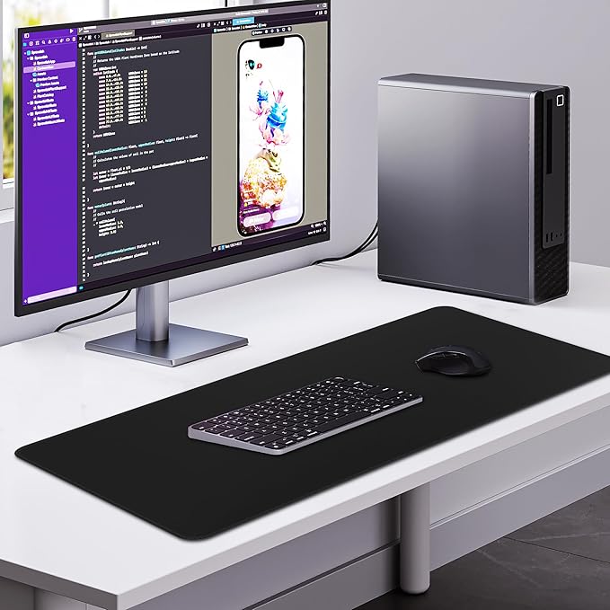 HGWALP Large Gaming Mouse Pad Extended XXL Mouse Mat Long Desk Pad with Stitched Edges for Keyboard Home Office Gaming Work Big Desk Pad (35.4x15.7IN,90x40) (Black)