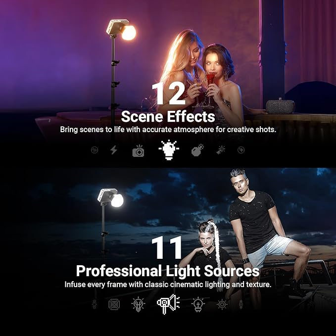 NEEWER 100W Ultra Compact LED Video Light APP/Panel Control, Pocket Size Bi Color COB Continuous Output Lighting with 4 Dimming Curves/2700K-6500K/CRI96+ for Studio Photography Recording, FS100B