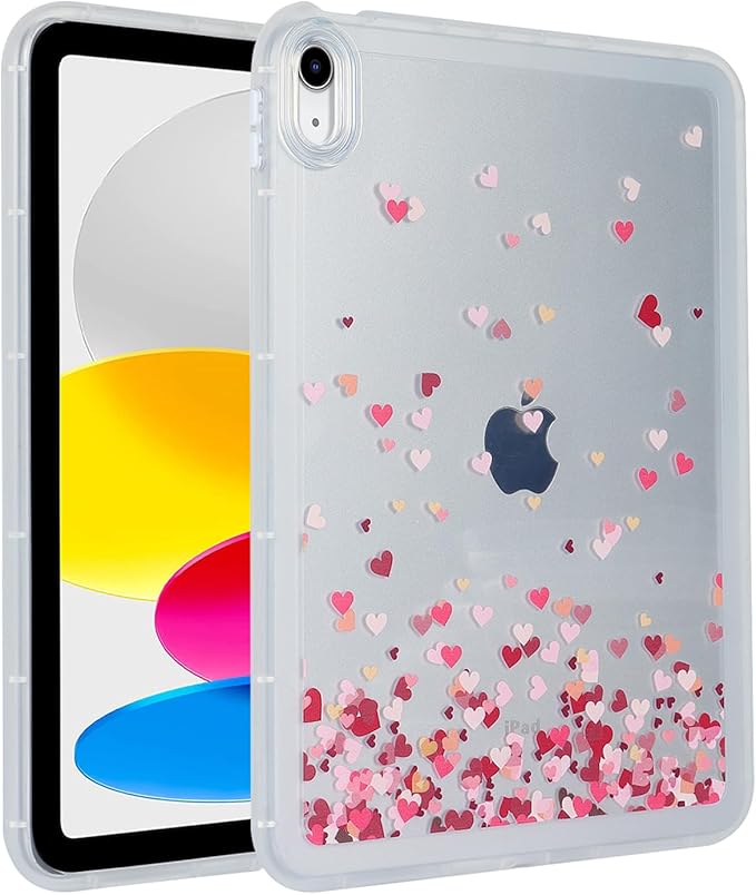 for iPad Pro 12.9 inch Case 6th/5th/4th/3rd Generation (2022/2021/2020/2018) Frosted Translucent Clear Slim Lightweight Protective Cover Soft TPU Back Shockproof Silicone Shell, Love Heart