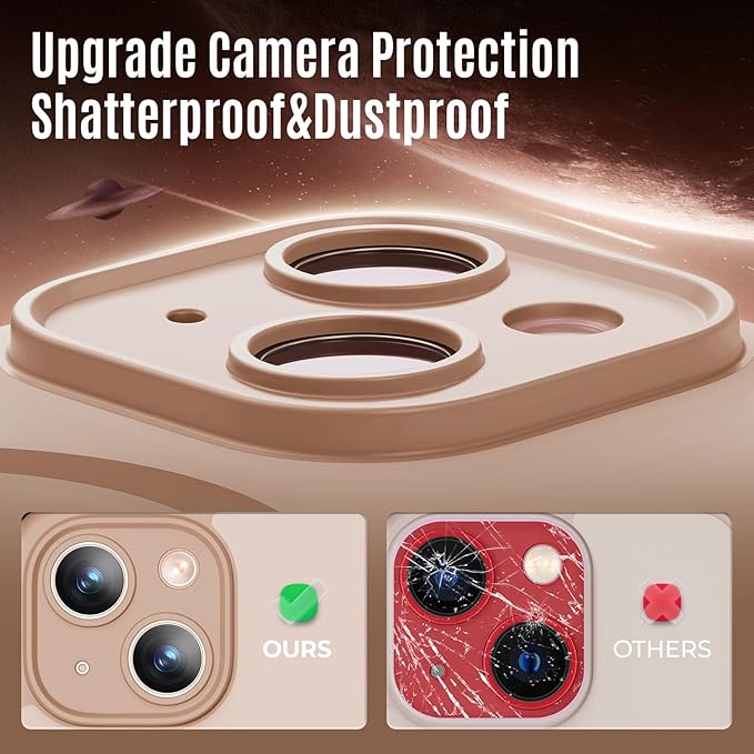 Symcele Designed for iPhone 13 Case, Compatible with MagSafe, with Privacy Screen Protectors X2, [Camera Protection] [15FT Military Drop Protection] Shockproof Phone Case, 6.1", Light Brown
