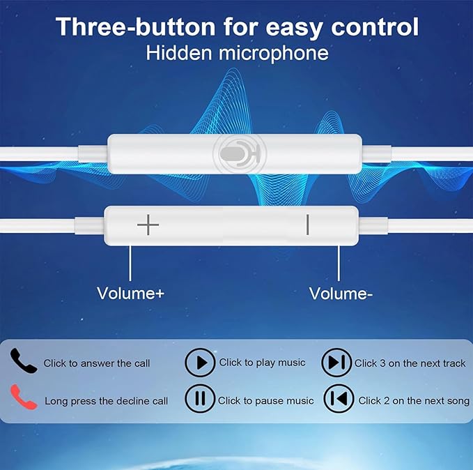 2 Packs USB C Headphones，Type C for iPhone Wired Headphones for iPhone 16/15/17 Earbuds with Mic and Volume Control，Hi-Fi Stereo In Ear Earphones for Galaxy S24/S23~S20/Ultra Note 10/20，Purple+Green
