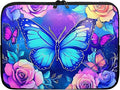 Butterfly Computer Sleeve for Women Laptop Sleeve 12inch Neoprene Lap Top Case with Padded Compartment Computer Carrying Case Purple Rose Laptop Sleeve Bag