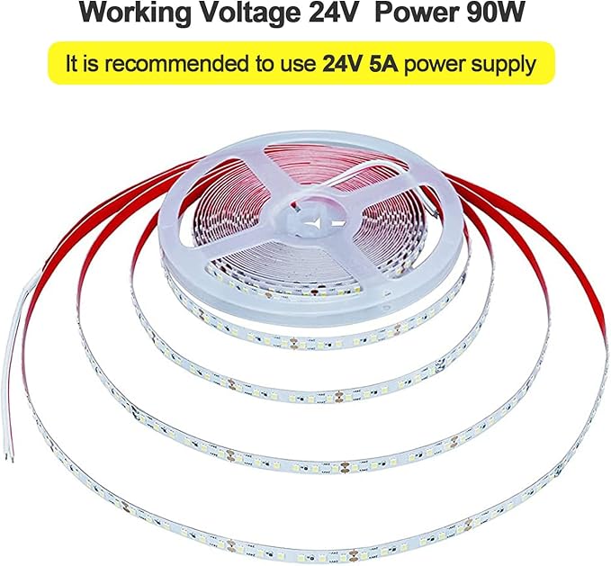 24V 32.8ft(10M) Blue LED Strip Light 1200LEDs 2835 SMD 90W High Brightness No-Waterproof IP20 Flexible Ribbon for Kitchen Garden Backyard Hallways Stairs Decoration Lighting(No Power Supply)