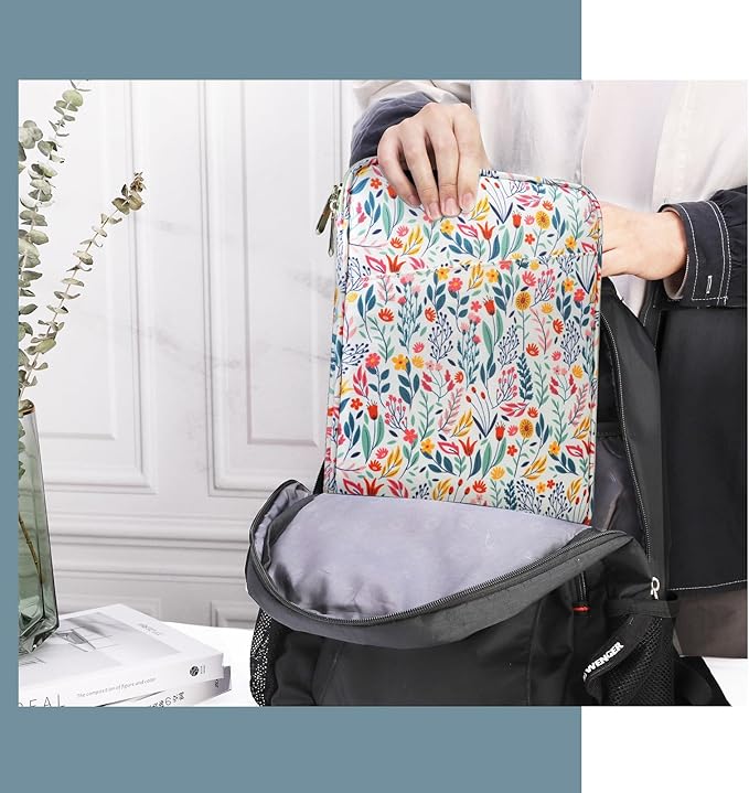 TiMOVO 9-11" Tablet Sleeve Bag for iPad 11-inch A16 2025, iPad 10.9"/10.2"| Air 11 Inch/5th/4th Gen. 10.9", Galaxy Tab A9+/A11Plus 11", Protective Bag with Pocket, Flowers