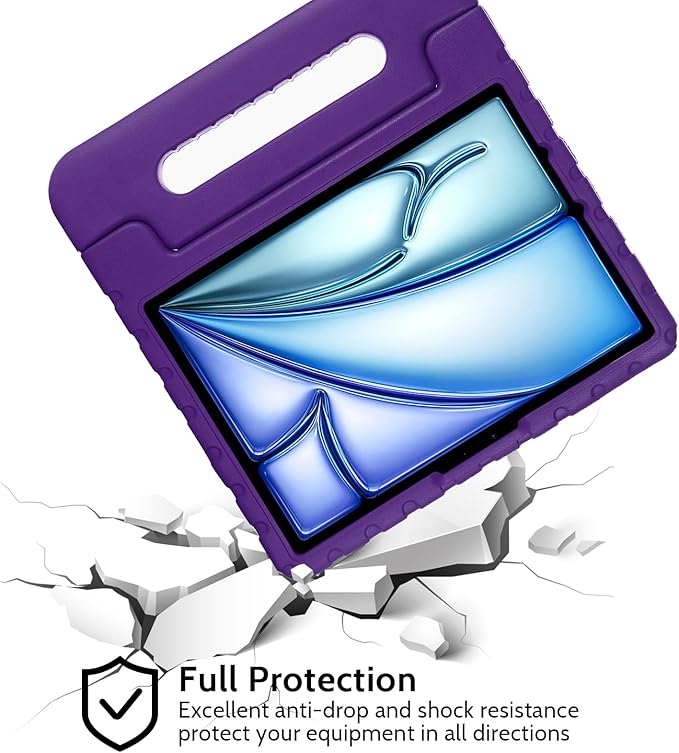Dteck Kids Case for iPad Air 11" M2 2024, iPad Pro 11" Case 2024, Lightweight Shockproof Rugged EVA Kids Friendly Handle Kickstand Child Proof Protective Case with Pencil Holder, Purple
