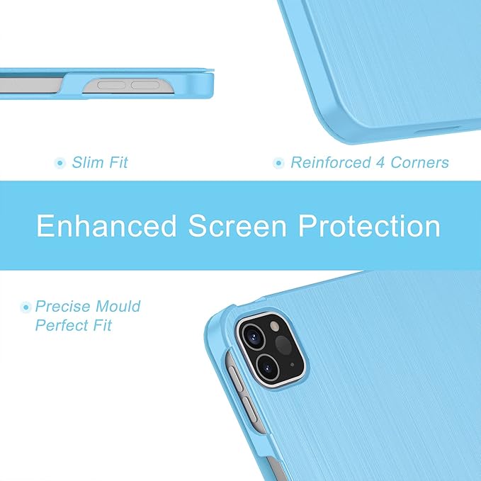 Soke Case for iPad Air 13 Inch (M3/M2) 2025/2024,iPad Pro 12.9 2022 2021(6th 5th Generation) - [Slim Trifold Stand + Auto Wake/Sleep],Protective Hard PC Back Cover (Blue)