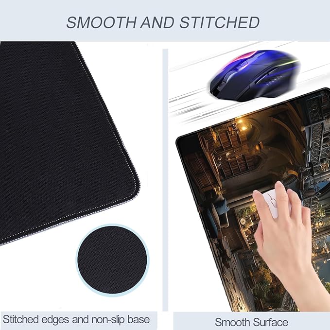 Dark Academia Bookish Desk Mat Adventure Dreams Extended Mousepad Large Gaming Mousepad Black Extended Mouse Pad XXL Laptop Computer Mouse Keyboard Mat 31.5 x 15.7