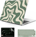 Anban Compatible with MacBook Pro 14 inch Case 2026-2021 M5 M4 M3 M2 M1 A3426 A3427 A3434 A3112 A3185 A3401 A2918 A2992 A2779 A2442, Plastic Hard Shell+Keyboard Cover+Screen Protector, Green Wave