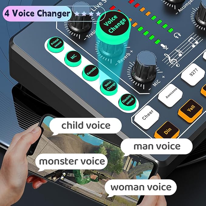 Podcast Equipment Bundle, BM-800 Recording Studio Package with Voice Changer, Live Sound Card - Audio Interface for Laptop Computer Vlog Living Broadcast Live Streaming