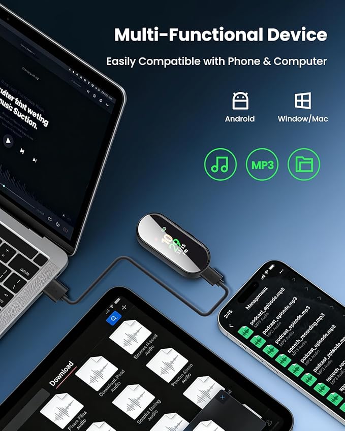 64GB Digital Voice Recorder Professional & Portable, 4-in-1 New Upgraded Noise Reduction Hi-Fi Pure Sound Quality, 3072Kbps Audio Activated Voice Recorder for Your Lectures, Meetings, and Classes
